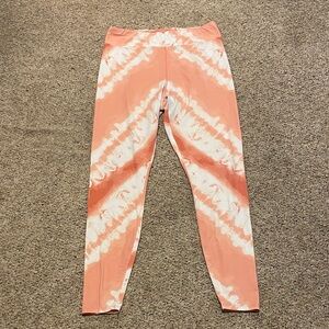 Vibrant Peach Tie-Dye Leggings